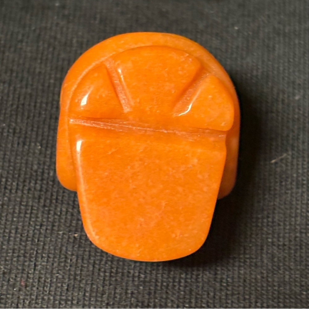 Orange Calcite Skull Crystal Carving - Picture 4 of 5